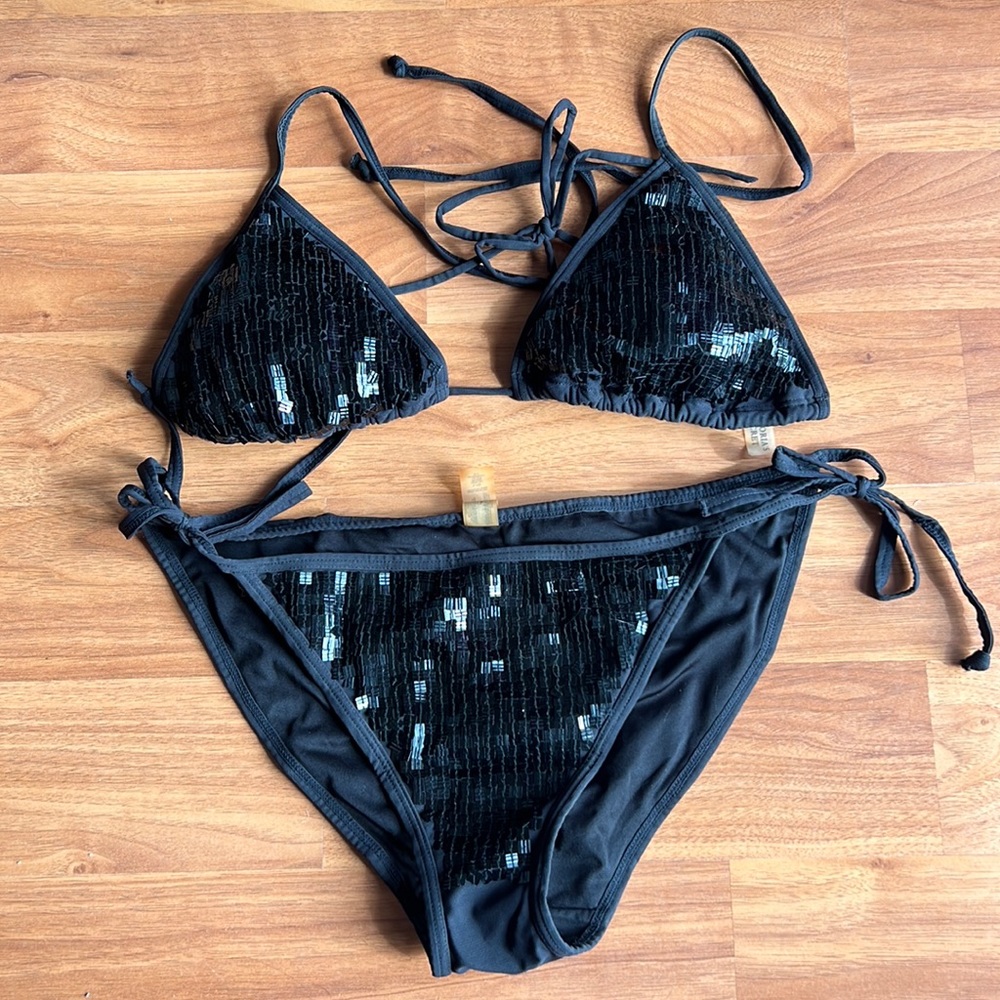 Black 2 piece sequin bikini. Victoria’s Secret
